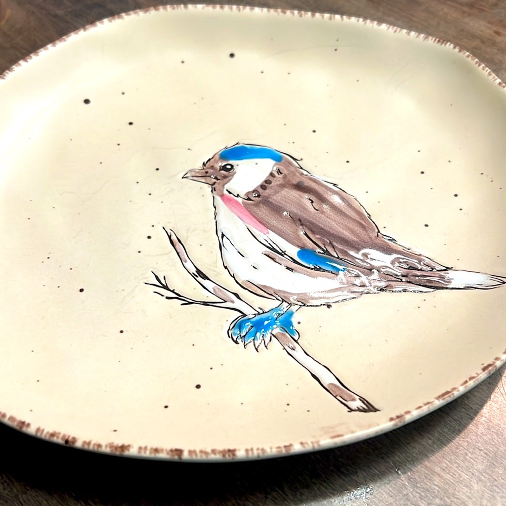 Inhomestylez hand painted luncheon size spring bird plates